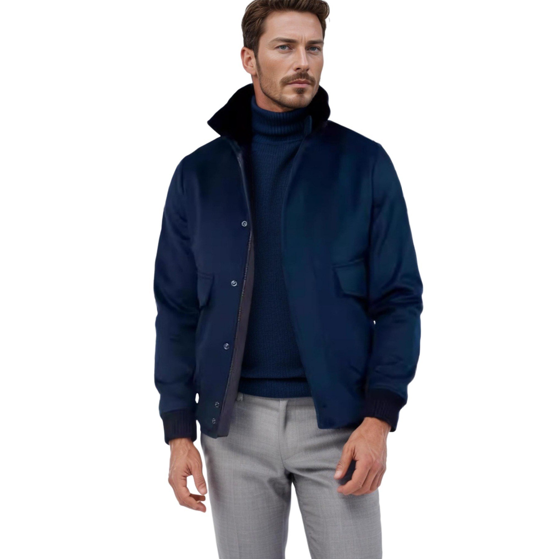 2024 Men's Slim Wool Blend Mid-Length Coat