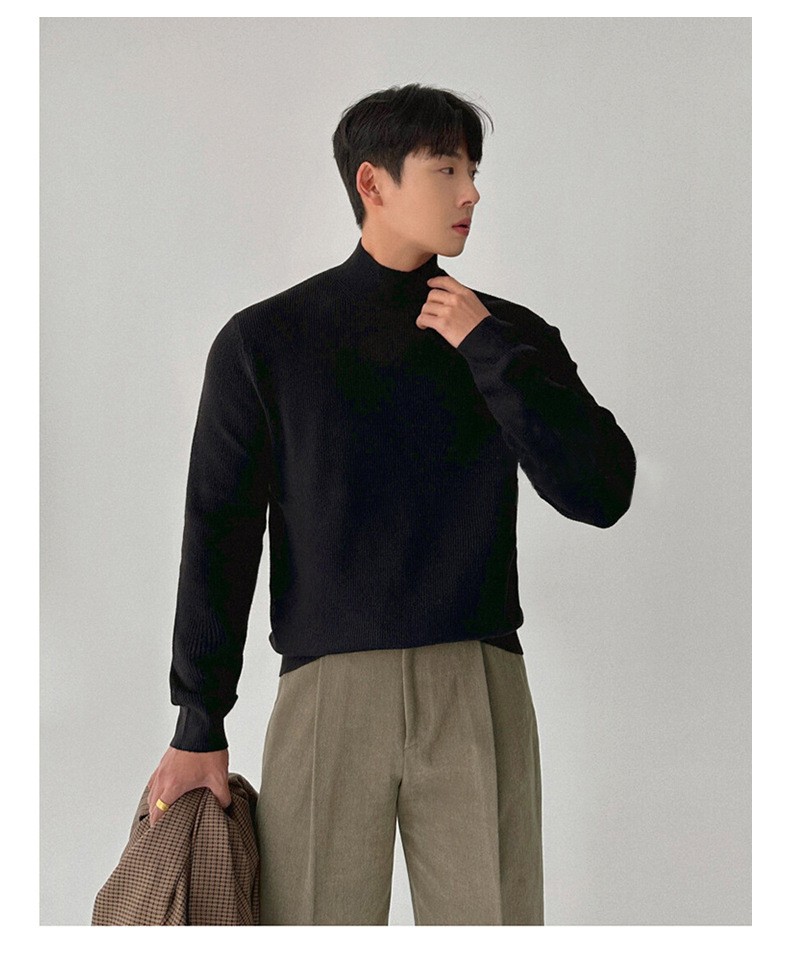 Slim Fit Half-Turtleneck Core-Spun Yarn Sweater Slim Fit Half-Turtleneck Core-Spun Yarn Sweater