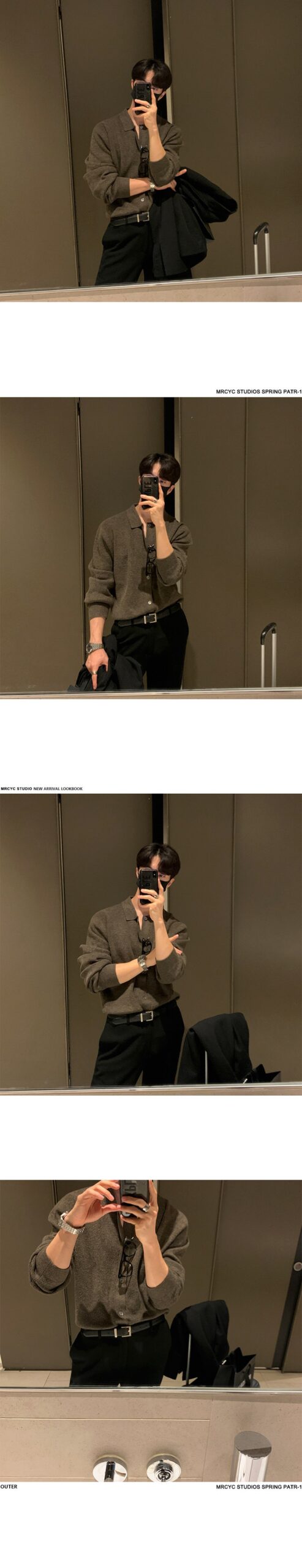 MYQ Men's Loose Fit Knit Polo Cardigan MYQ Men