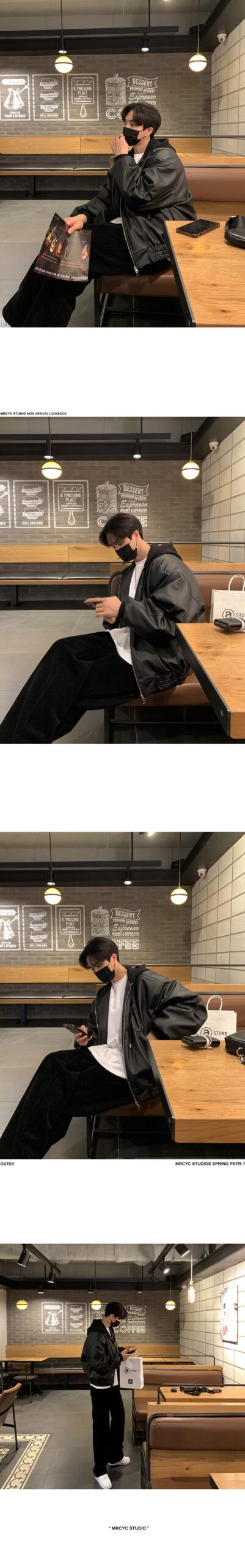 MYQ Men’s PU Leather Hooded Jacket 2024 Spring