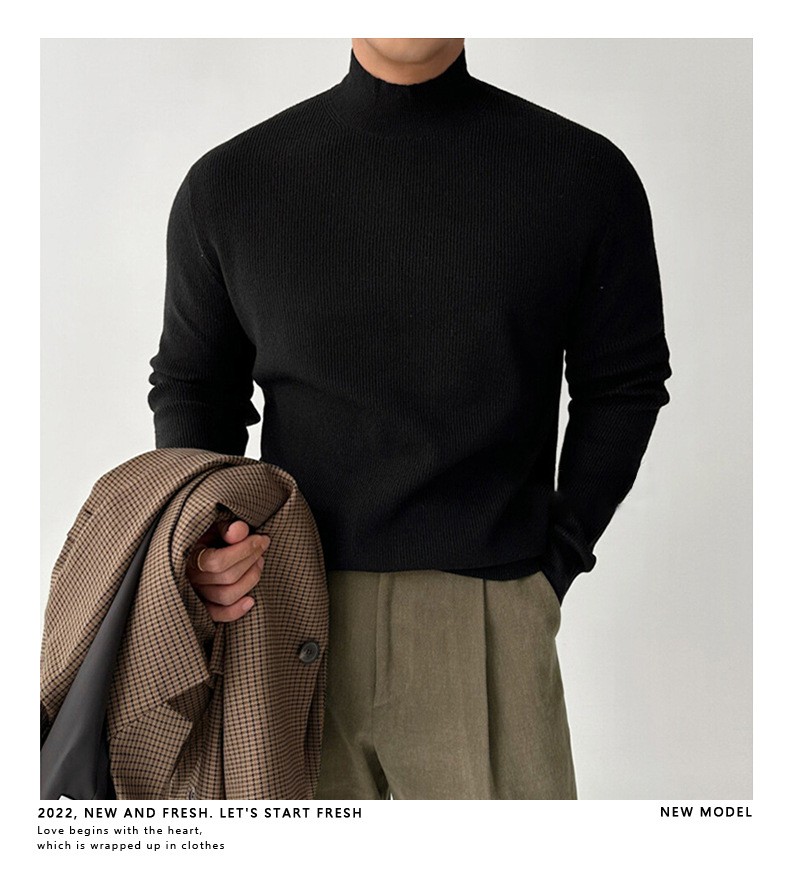 Slim Fit Half-Turtleneck Core-Spun Yarn Sweater Slim Fit Half-Turtleneck Core-Spun Yarn Sweater