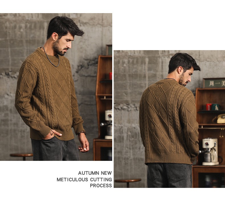 Vintage American Style Chunky Knit Cotton Sweater Vintage American Style Chunky Knit Cotton Sweater