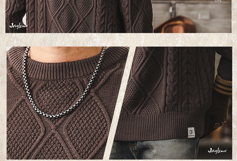 Vintage Thick Knit Pullover Sweater for Men
