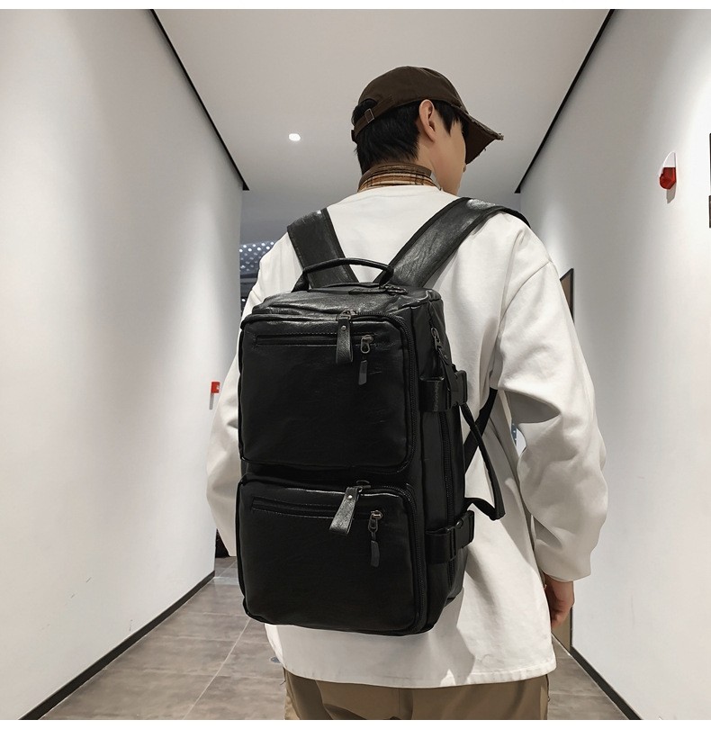 Vintage Multifunctional Large Capacity PU Travel Backpack