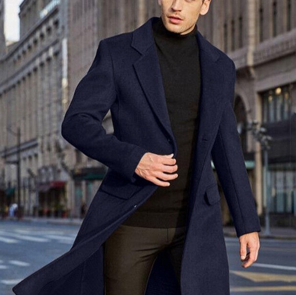 2024 Men's Slim Wool Blend Mid-Length Coat