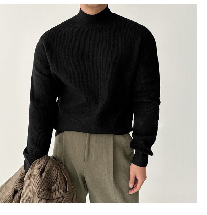 Slim Fit Half-Turtleneck Core-Spun Yarn Sweater Slim Fit Half-Turtleneck Core-Spun Yarn Sweater
