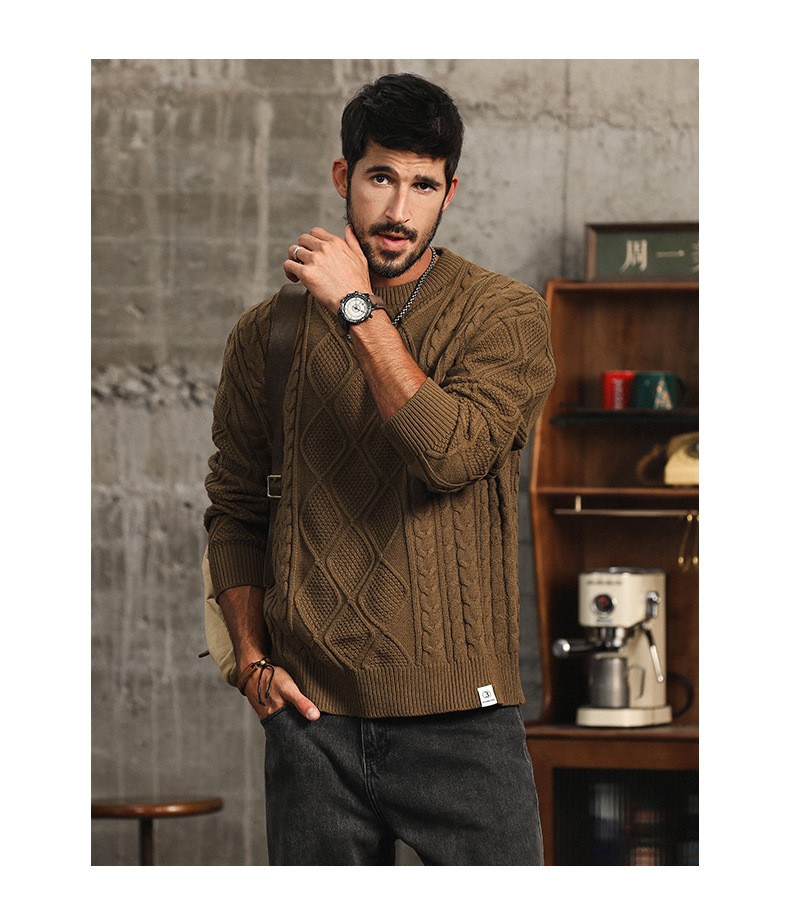 Vintage American Style Chunky Knit Cotton Sweater Vintage American Style Chunky Knit Cotton Sweater