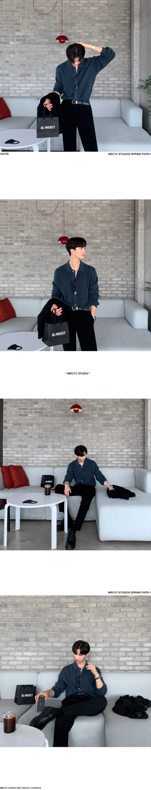 MYQ Men's Loose Fit Knit Polo Cardigan MYQ Men