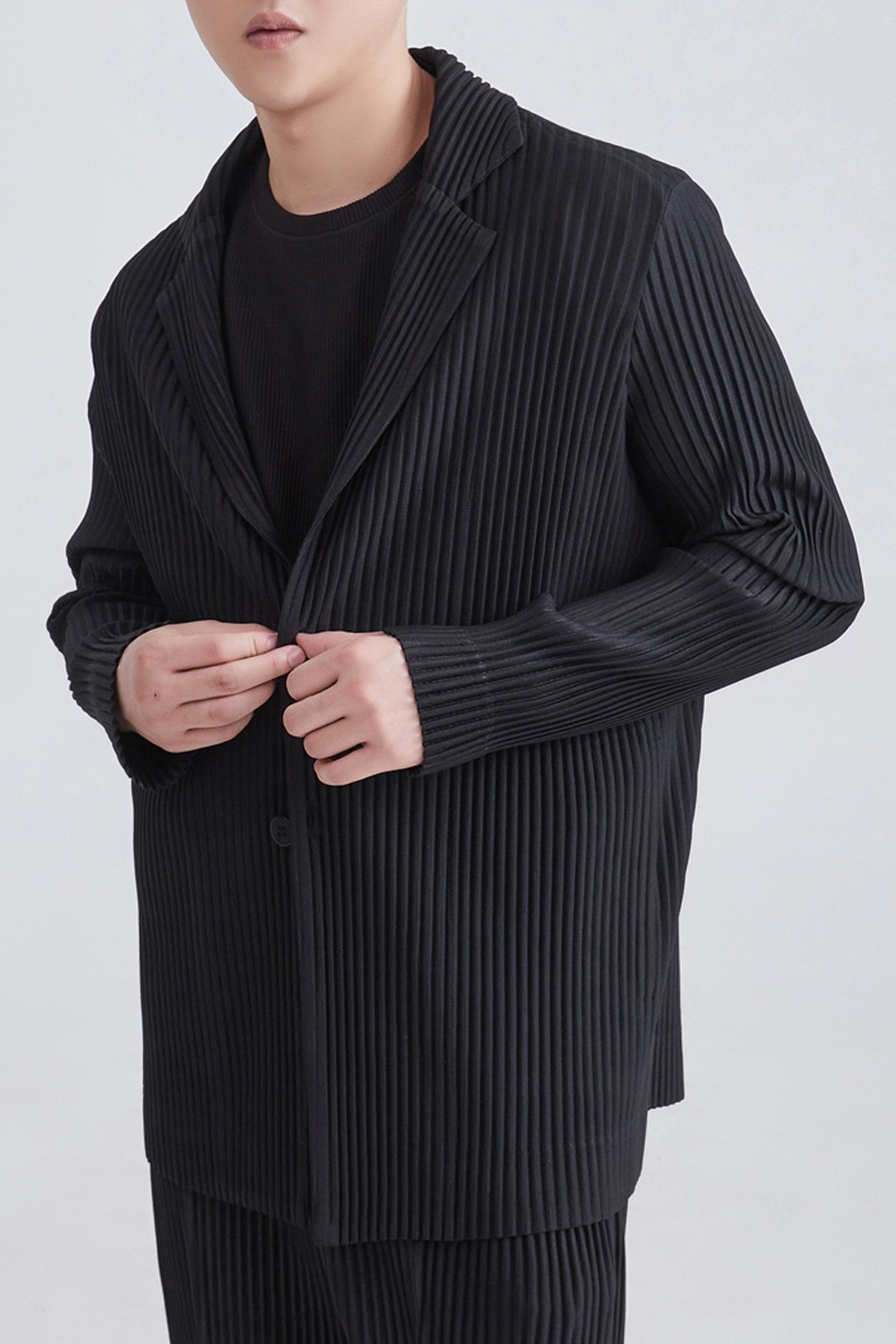 Fully Lined Japanese Miyake-Inspired Pleated Blazer - Relaxed Fit Casual Suit Jacket JD201