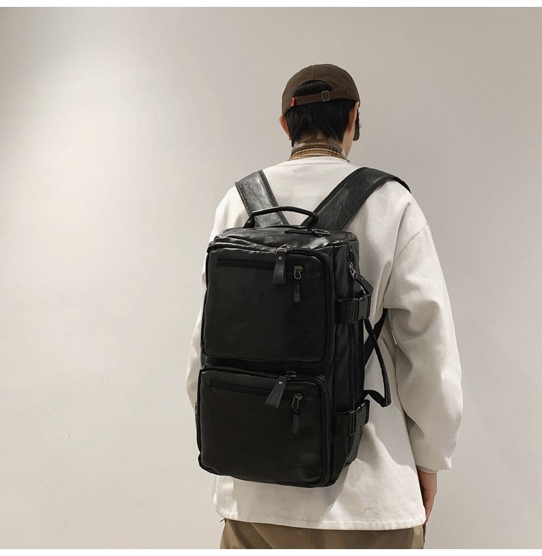 Vintage Multifunctional Large Capacity PU Travel Backpack