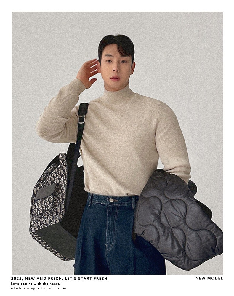 Slim Fit Half-Turtleneck Core-Spun Yarn Sweater Slim Fit Half-Turtleneck Core-Spun Yarn Sweater