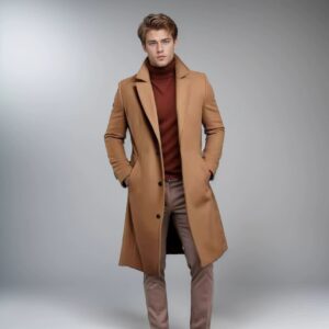 2024 Men's Slim Wool Blend Mid-Length Coat