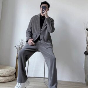 Men's Corduroy Slim Fit Casual Blazer Suit