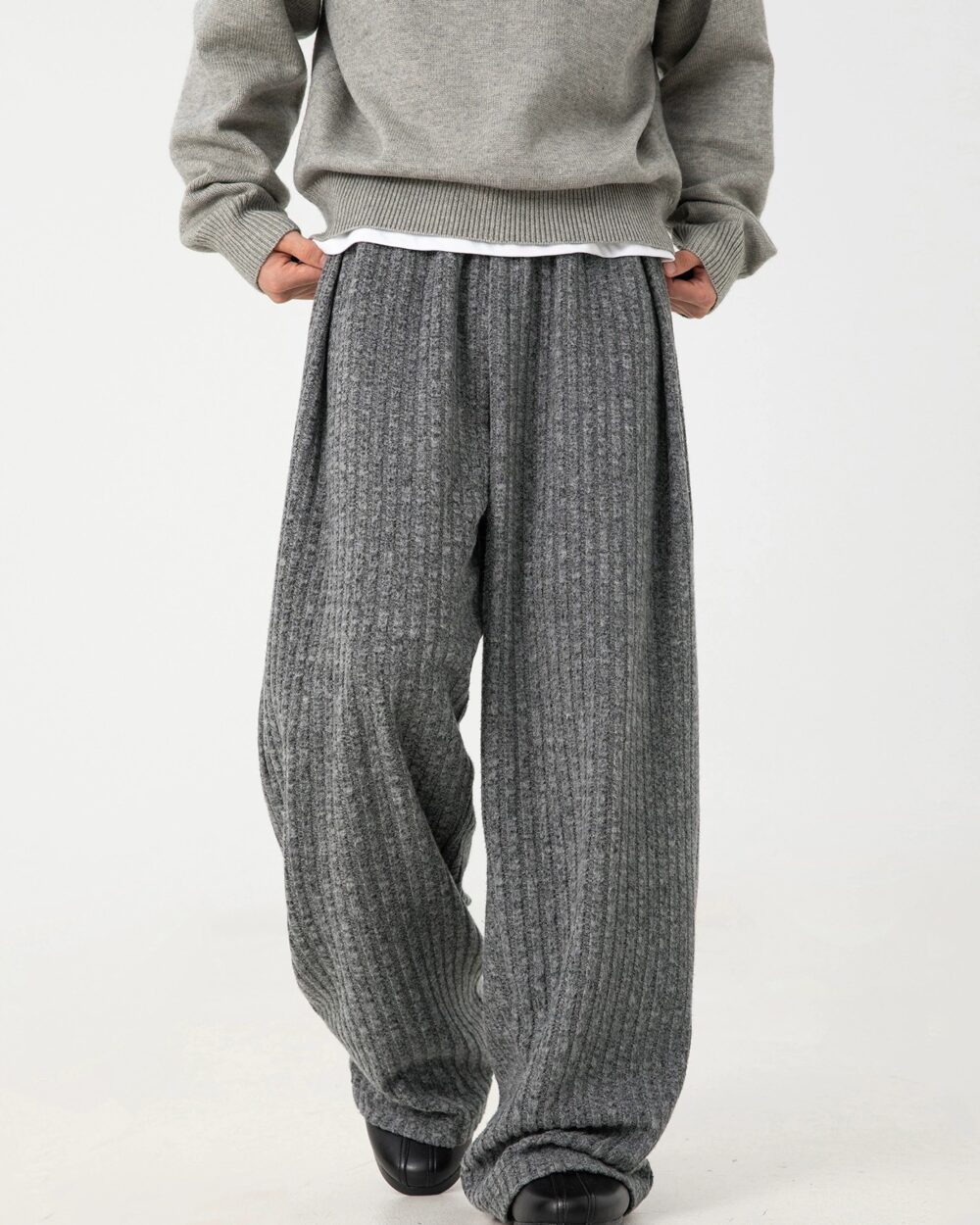 Men's Casual Loose Fit Textured Fleece Sweatpants
