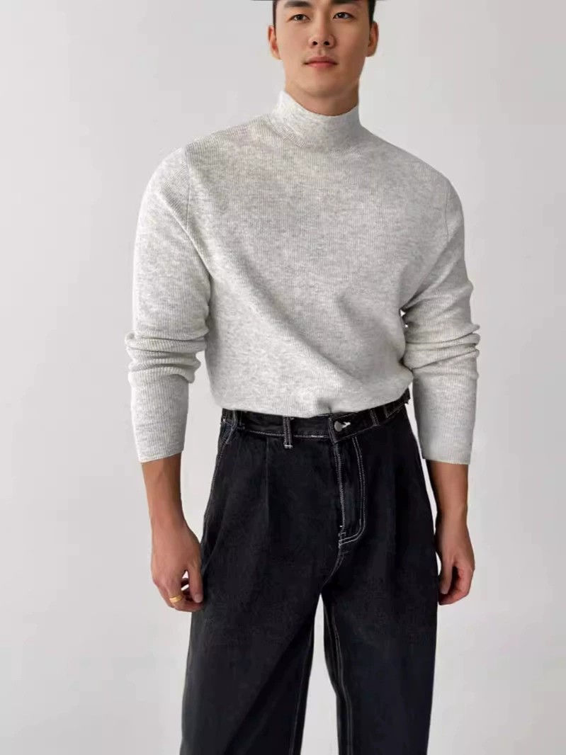 main_2 Slim Fit Half-Turtleneck Core-Spun Yarn Sweater - Image 2