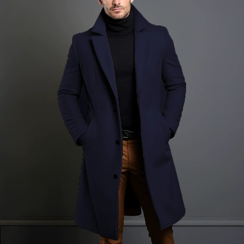 2024 Men's Slim Wool Blend Mid-Length Coat - Image 3