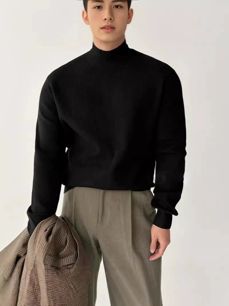 main_4 Slim Fit Half-Turtleneck Core-Spun Yarn Sweater - Image 4