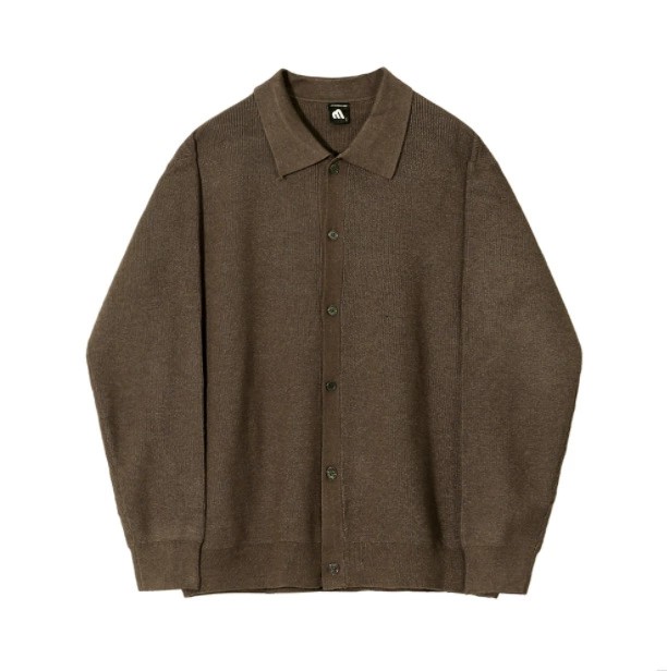 main_5 MYQ Men's Loose Fit Knit Polo Cardigan - Image 5