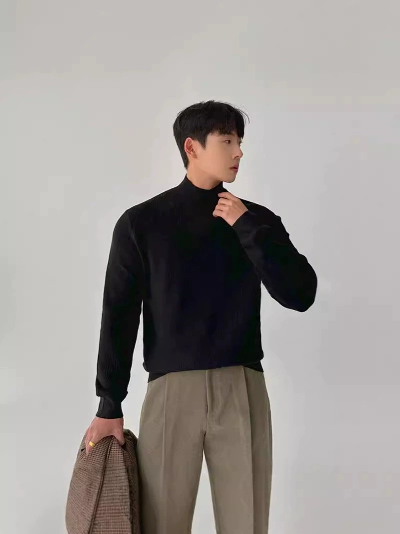 main_5 Slim Fit Half-Turtleneck Core-Spun Yarn Sweater - Image 5