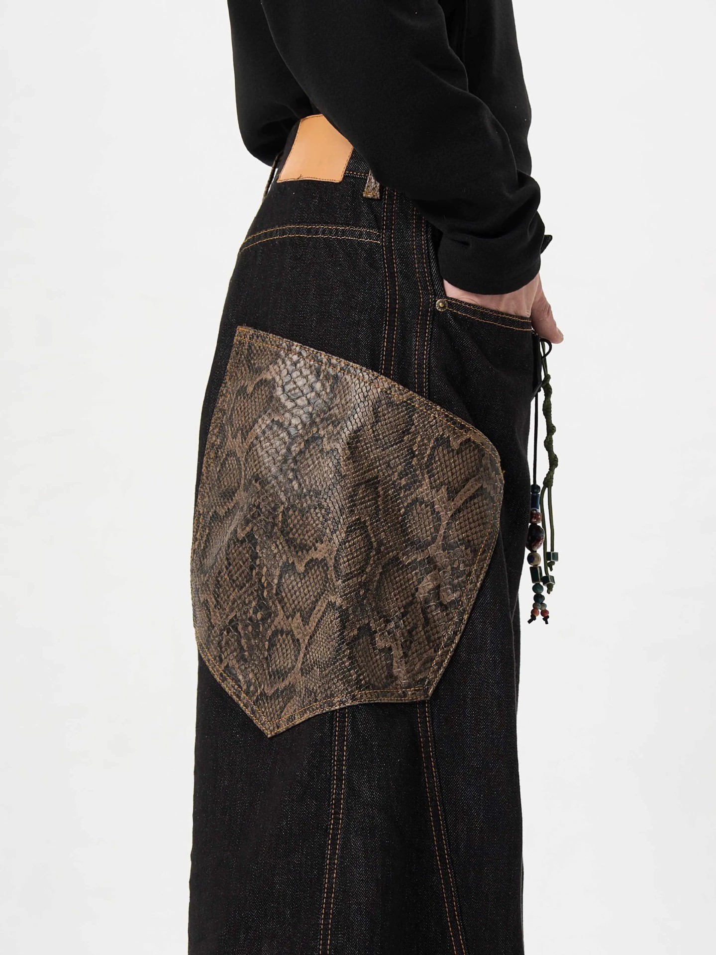 main_5 Vintage Plaid Patchwork Straight Leg Denim Jeans - Image 5