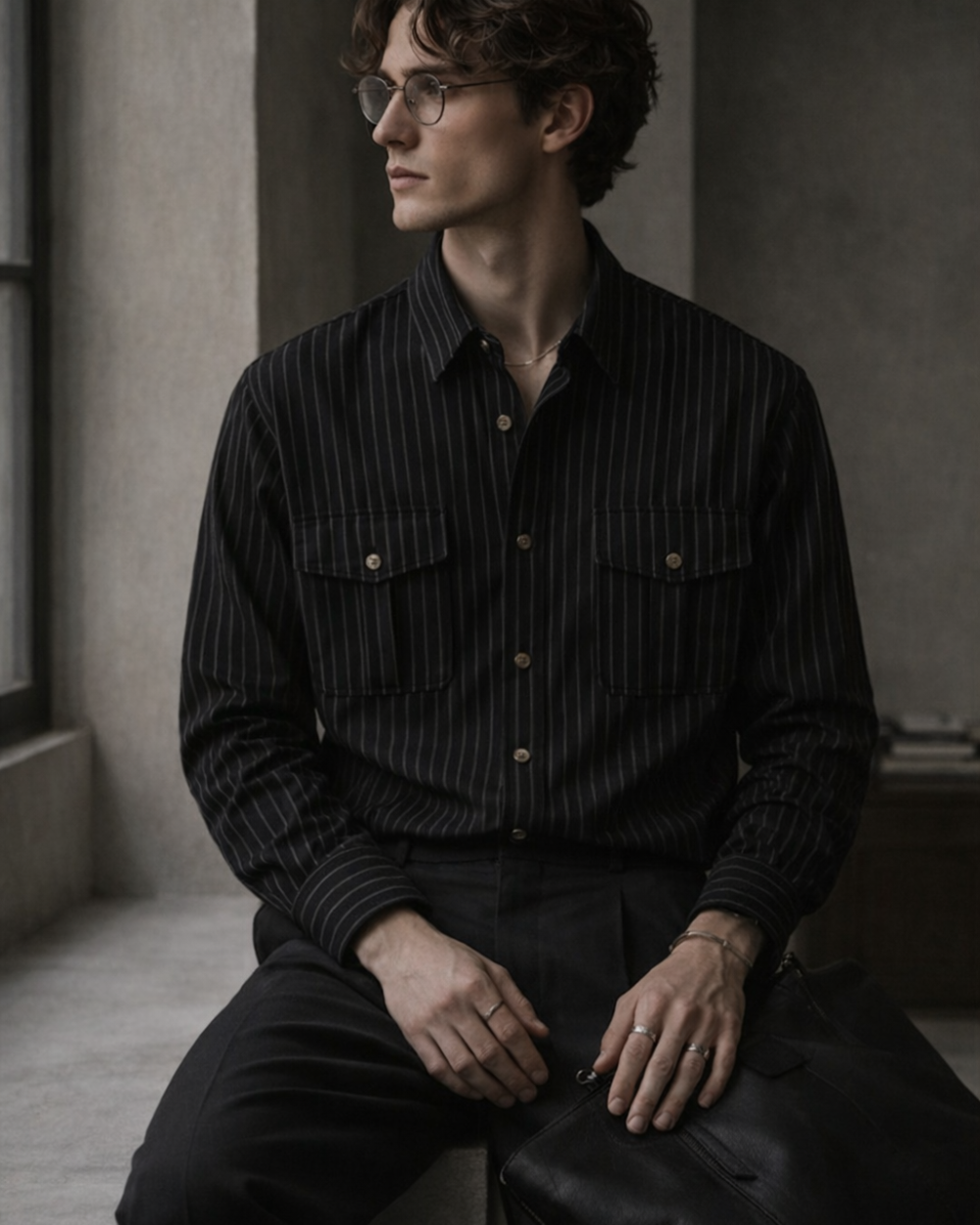 japanese vintage striped overshirt unisex long sleeve