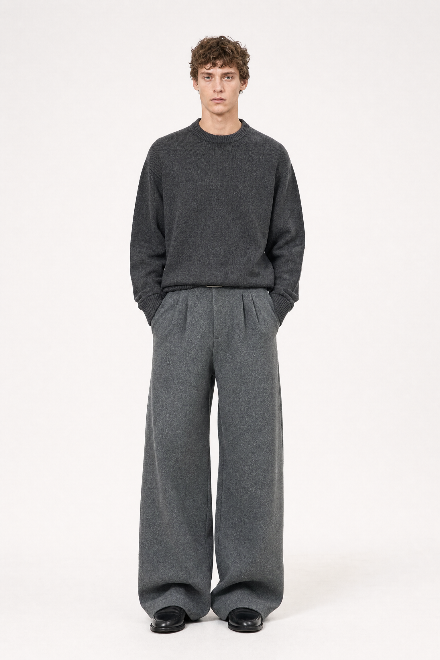 men’s 360g heavy wool blend casual straight pants