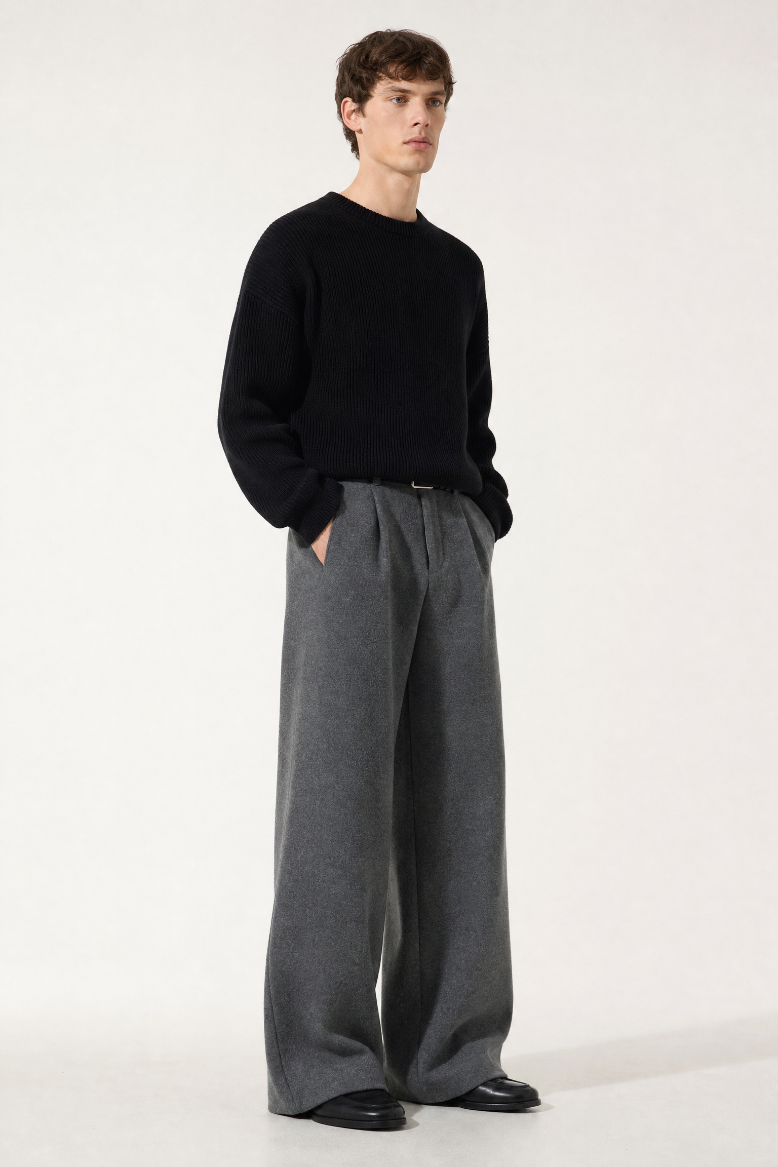 men’s 360g heavy wool blend casual straight pants