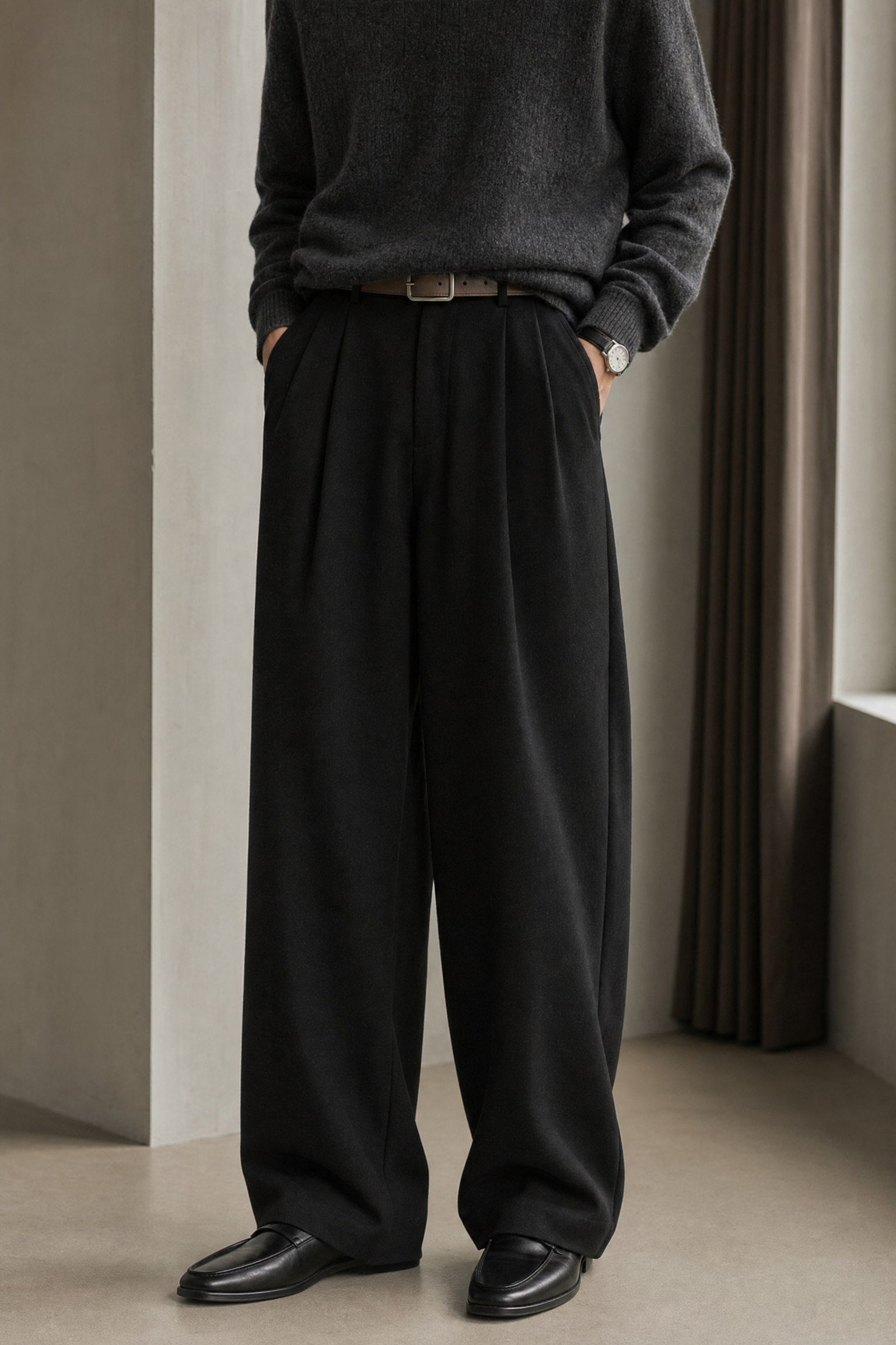 Men’s 360g Heavy Wool Blend Casual Straight Pants men’s 360g heavy wool blend casual straight pants