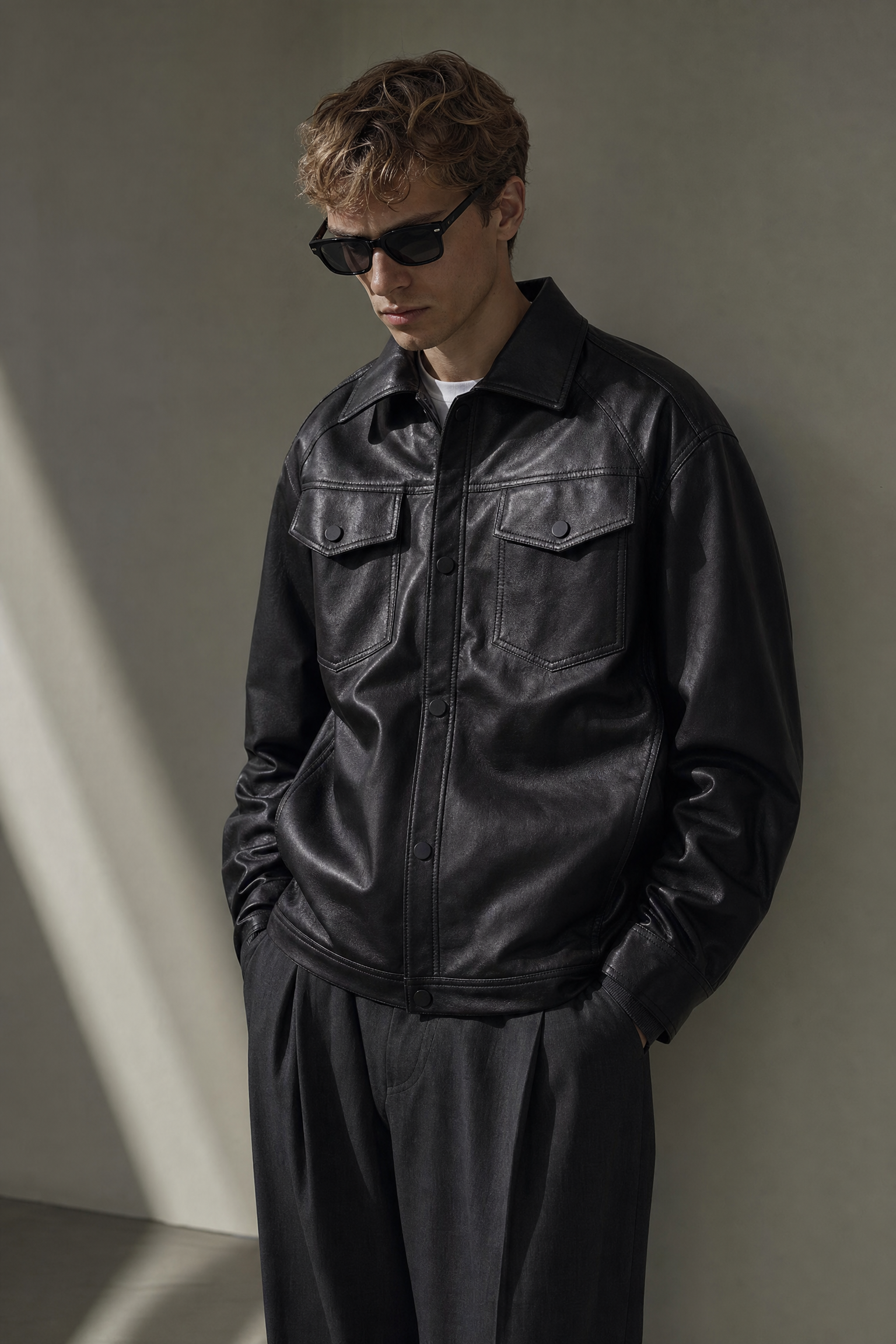 men's spring loose fit moto leather jacket men's spring loose fit moto leather jacket