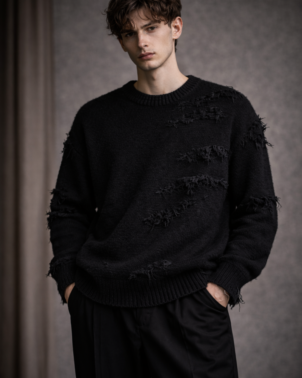 vintage style distressed pullover sweater for men & women