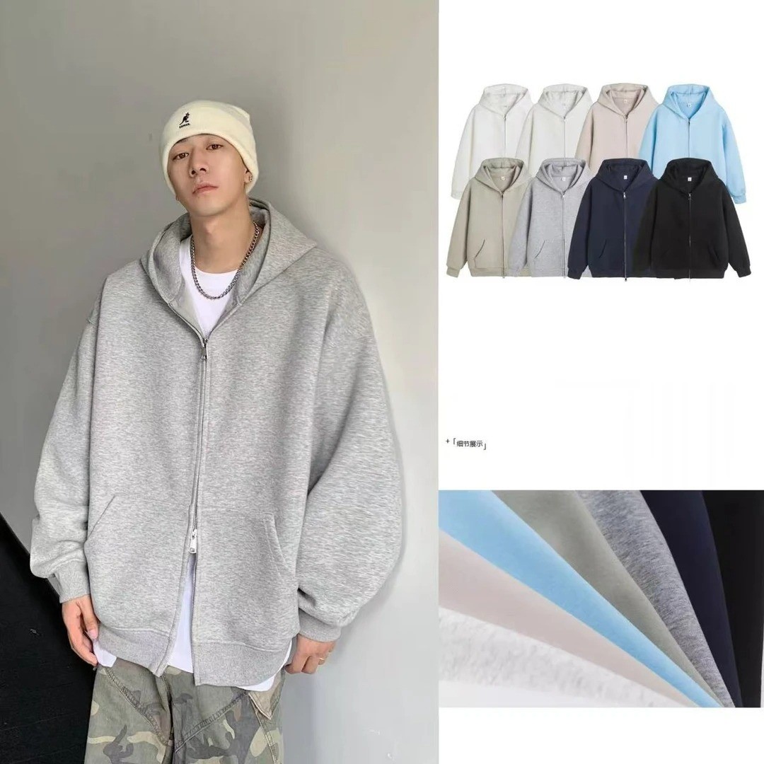 2024 Fall Heavyweight Hooded Zip-Up Sweatshirt