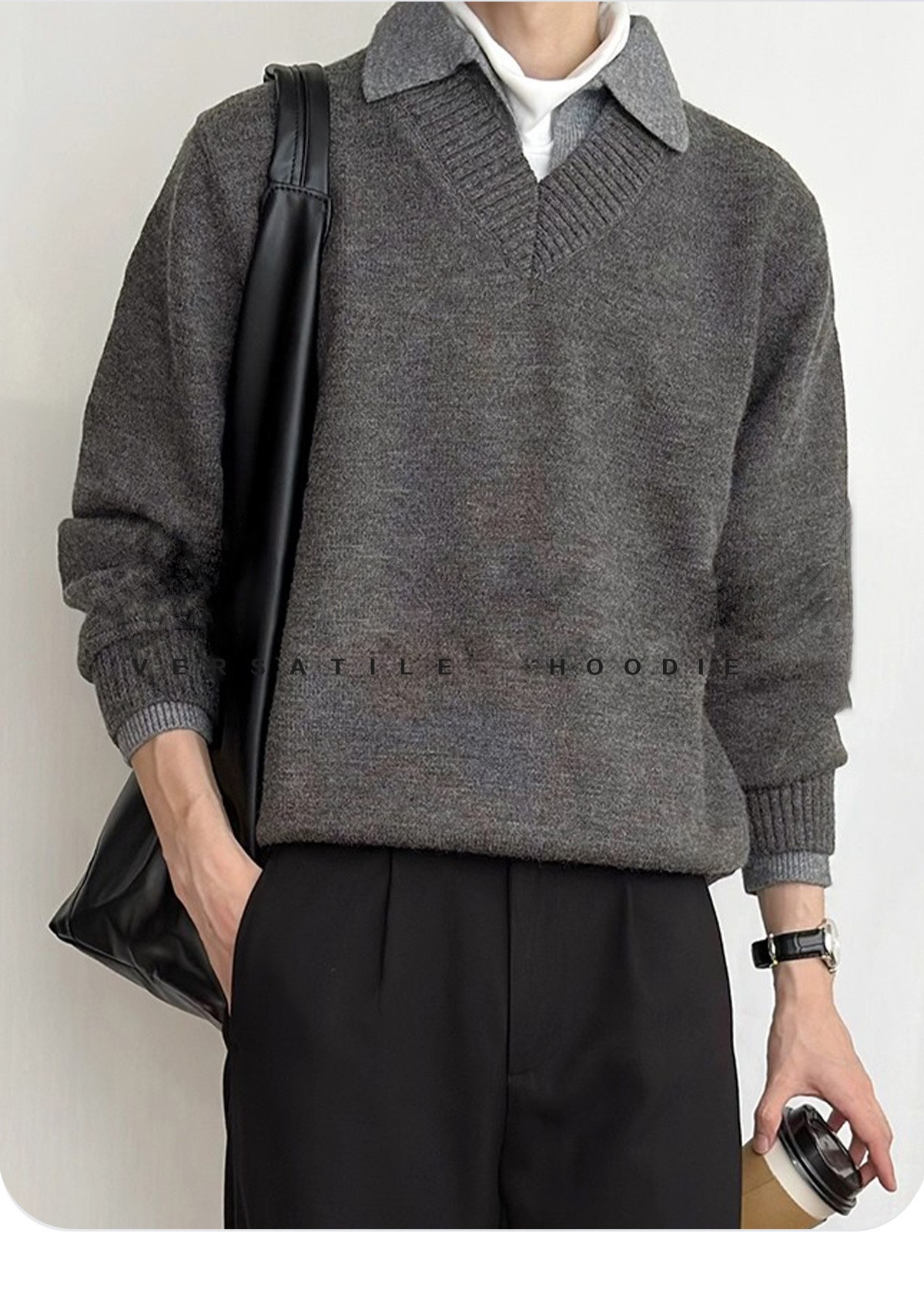 Stay the Night V-Neck Faux Cashmere Polo Sweater
