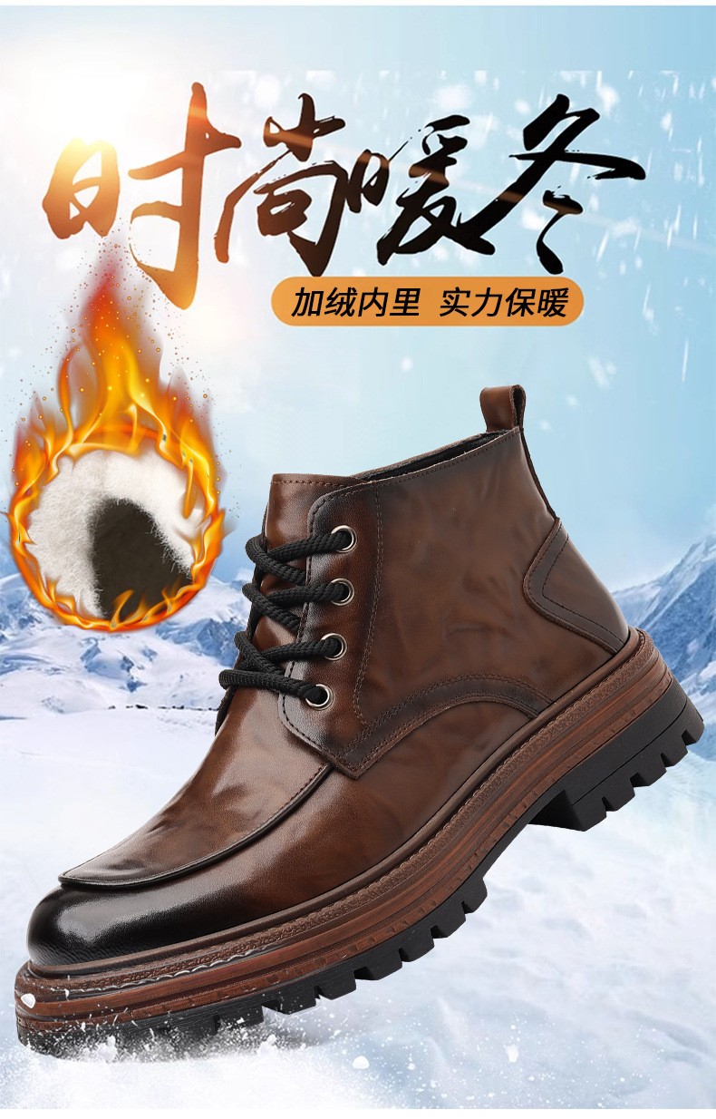 2025 Men’s Mid-Calf Insulated Fashion Leather Boots