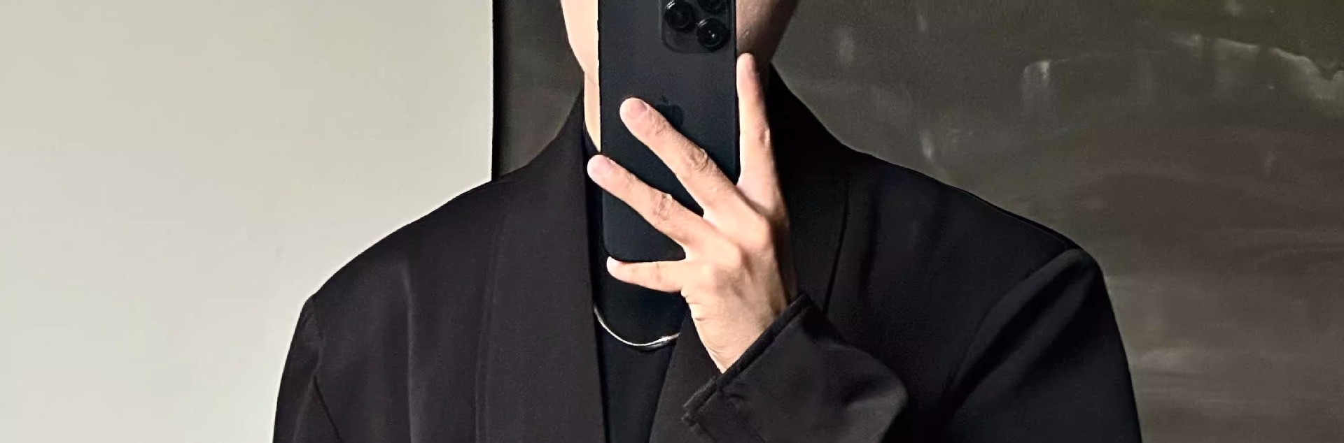 Black Collarless Casual Blazer for Men