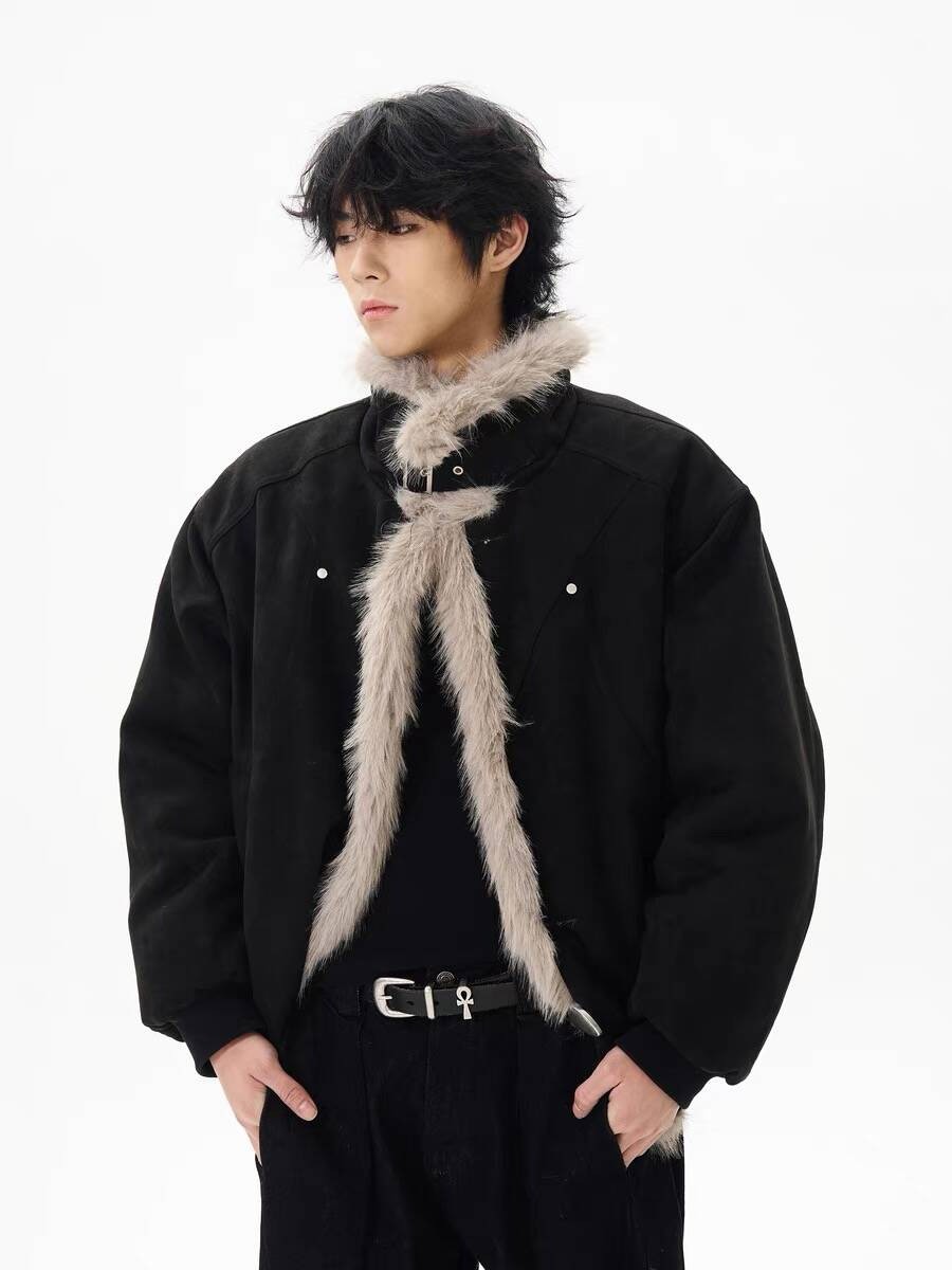 Men's Casual Thick Cotton Zip-Up Jacket Men