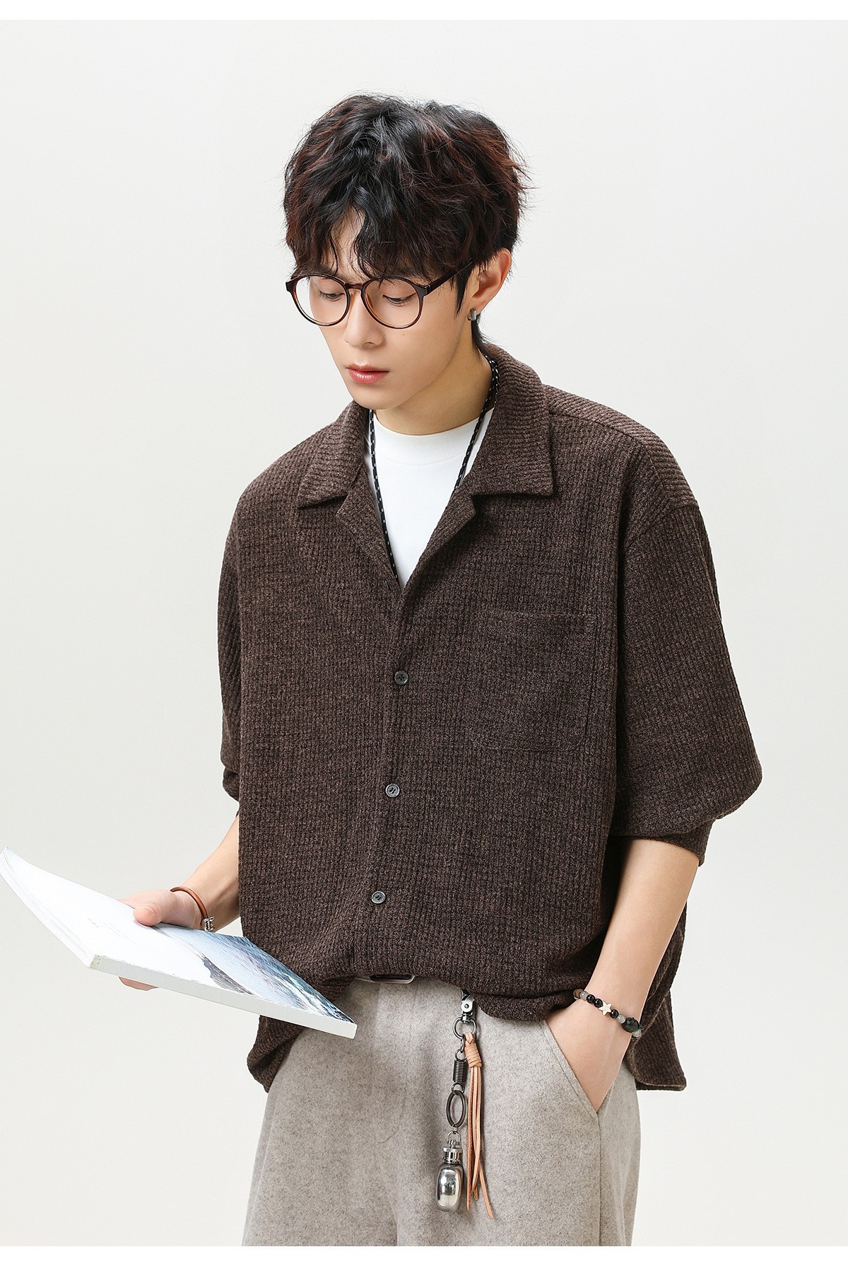 Retro Cuban Collar Long Sleeve Shirt Jacket Retro Cuban Collar Long Sleeve Shirt Jacket