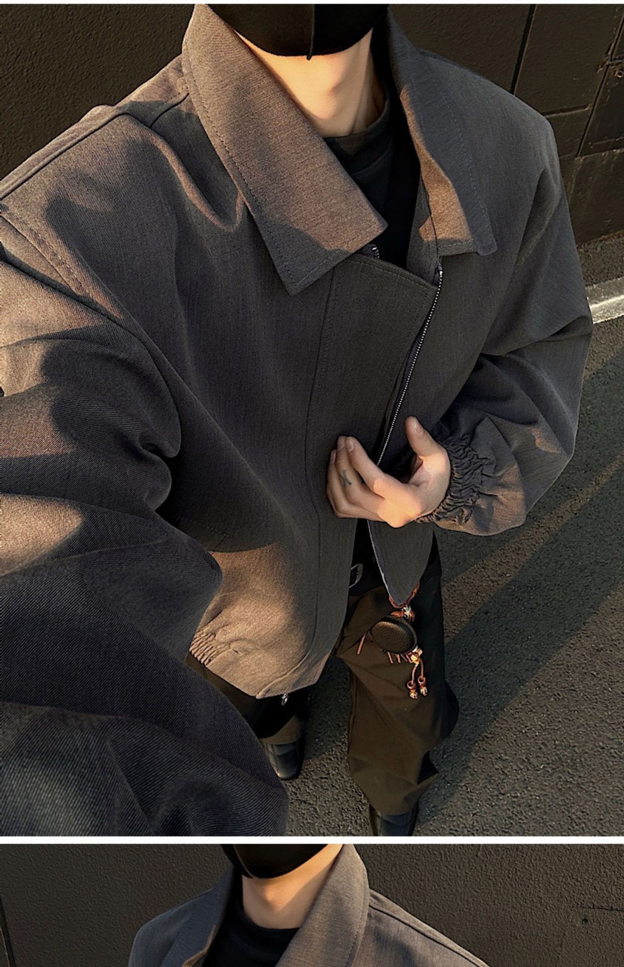 Men's Cleanfit Collared Shoulder-Pad Jacket Spring Autumn Men