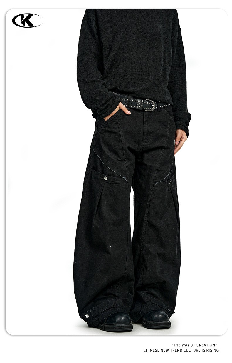 11KN Vintage Straight-Leg Multi-Pocket Cargo Pants