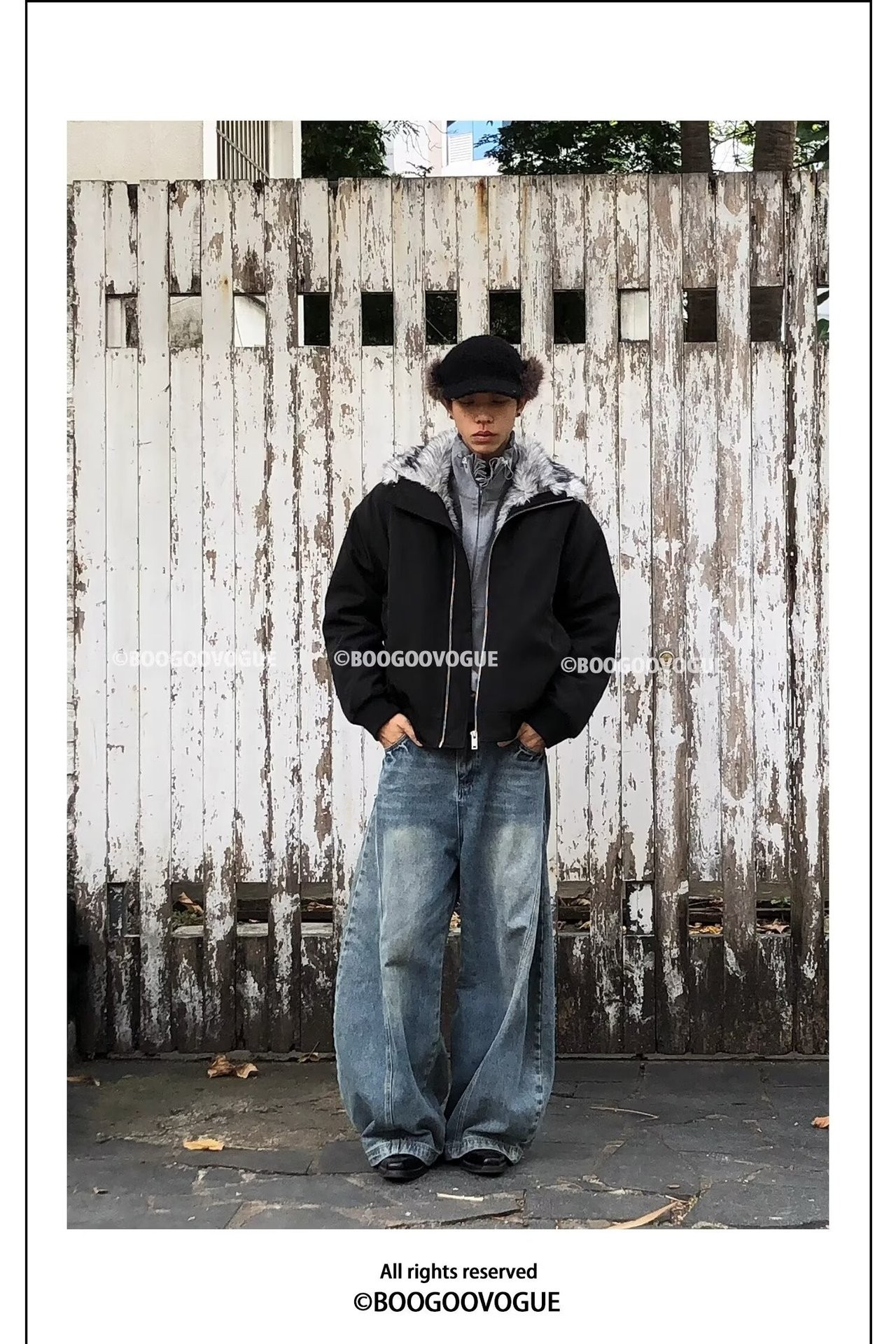 Vintage Cotton Padded Hooded Jacket with Removable Fur Collar Vintage Cotton Padded Hooded Jacket with Removable Fur Collar