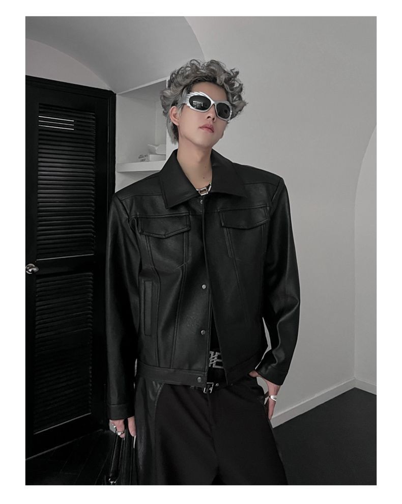 2025 Short PU Leather Biker Jacket for Men 2025 Short PU Leather Biker Jacket for Men