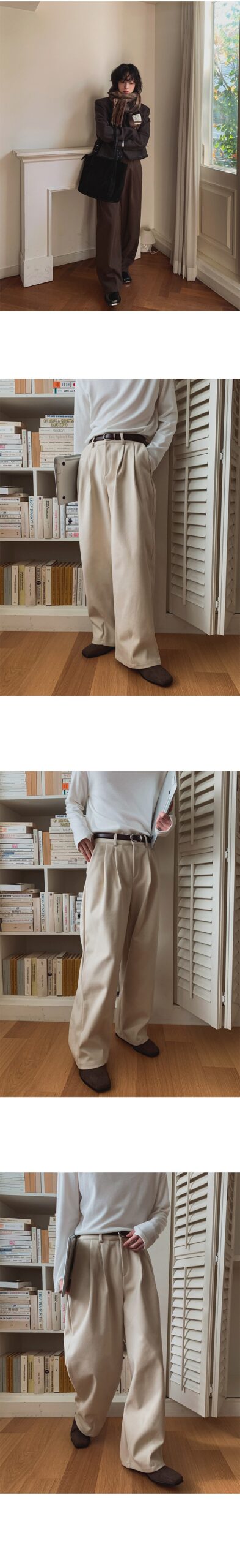 MYQ Retro Wide-Leg Warm Winter Suit Pants MYQ Retro Wide-Leg Warm Winter Suit Pants