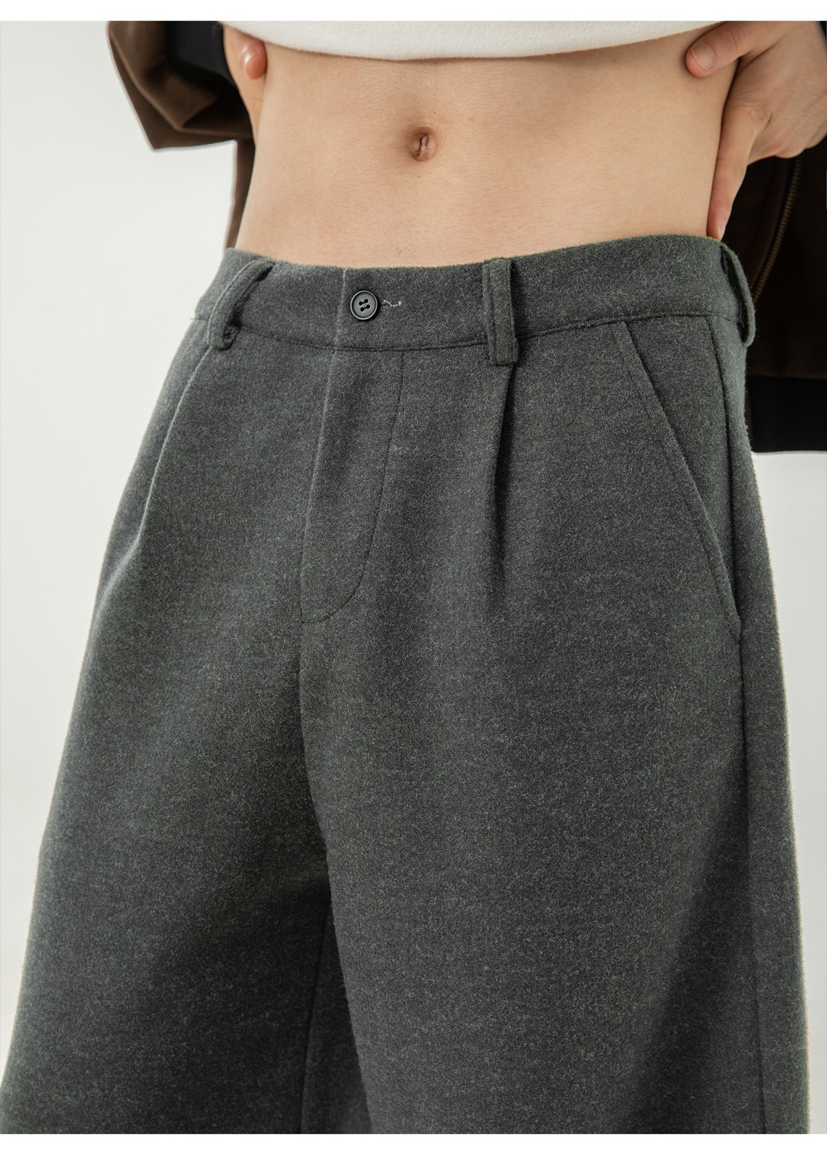 Men’s 360g Heavy Wool Blend Casual Straight Pants