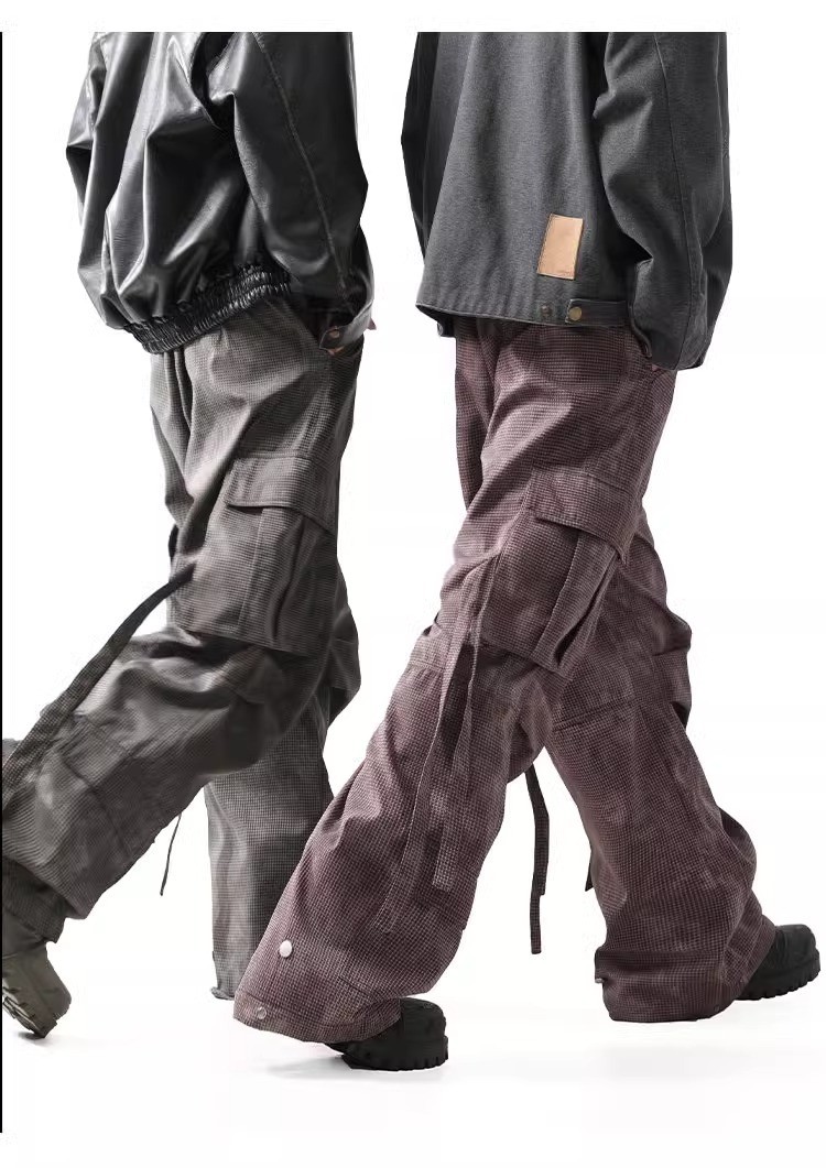 Textured Pleated Multi-Pocket Cargo Pants - Unisex Textured Pleated Multi-Pocket Cargo Pants - Unisex