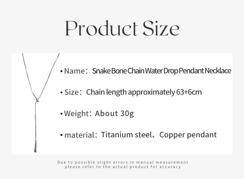 Luxury Minimalist Snake Bone Chain Teardrop Pendant Necklace Luxury Minimalist Snake Bone Chain Teardrop Pendant Necklace