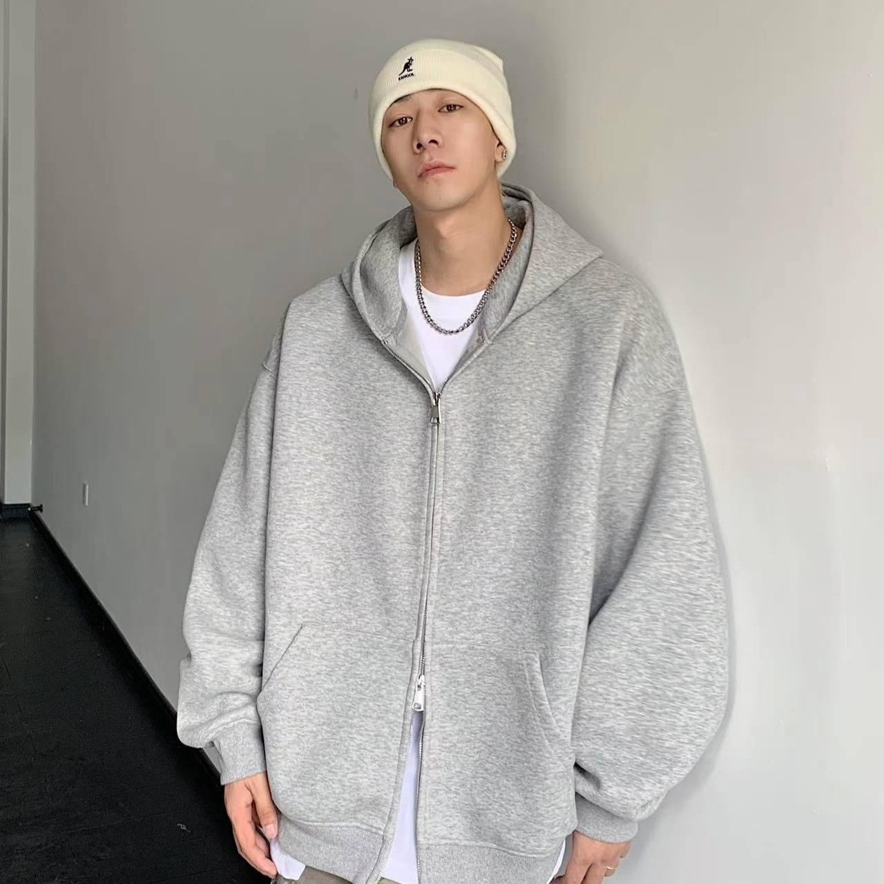 2024 Fall Heavyweight Hooded Zip-Up Sweatshirt