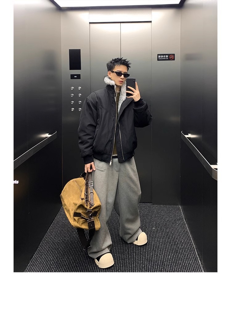 Men's Winter Hooded Fleece-Lined Puffer Jacket Men