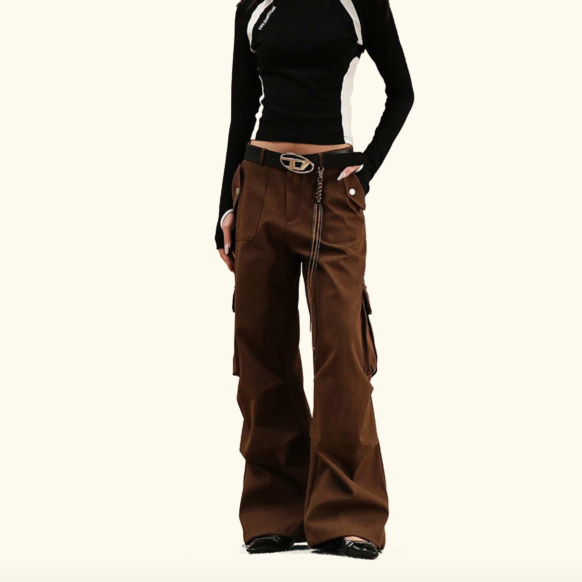 Vintage American Hip-Hop Loose Wide-Leg Cargo Pants