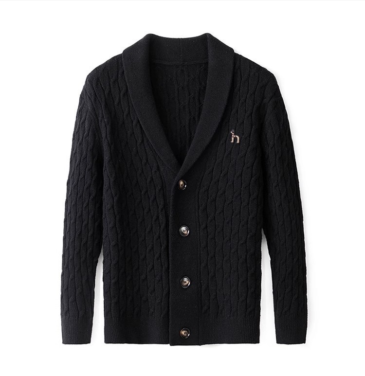 Premium 100% Wool Men’s Cardigan Sweater