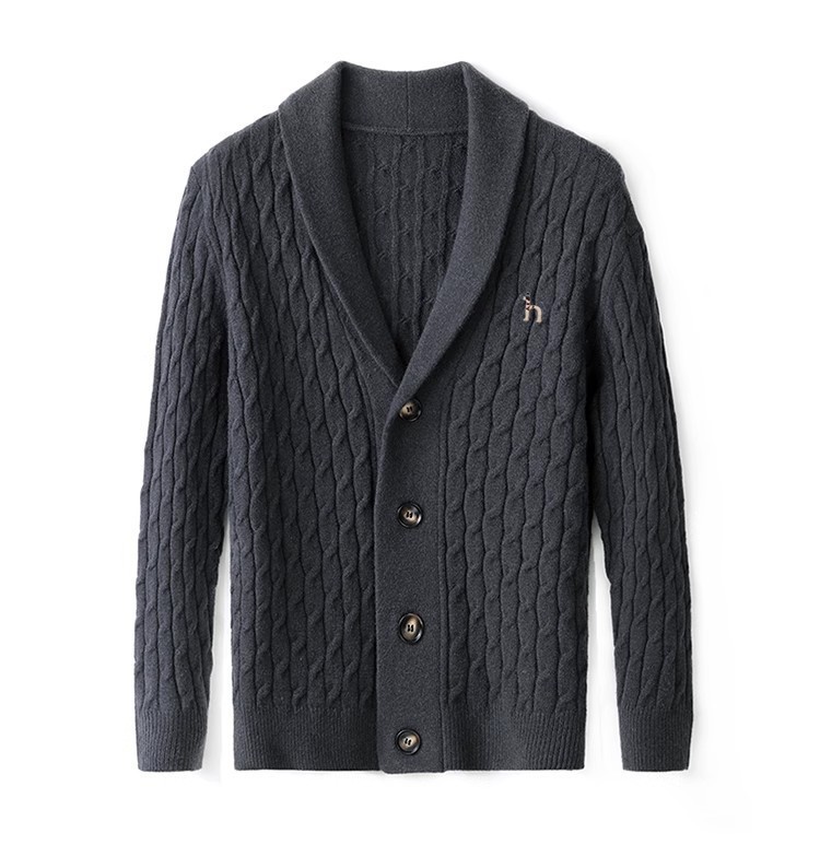 Premium 100% Wool Men’s Cardigan Sweater