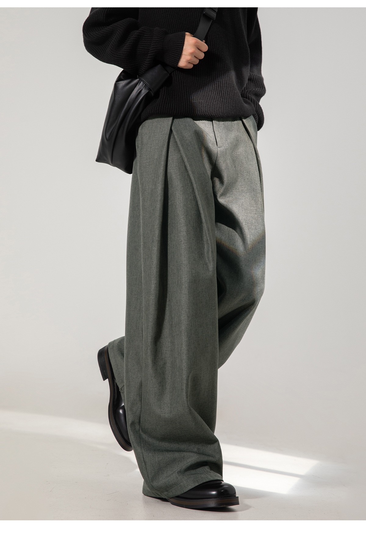 Men's Pleated Wide-Leg Casual Trousers for Autumn Men